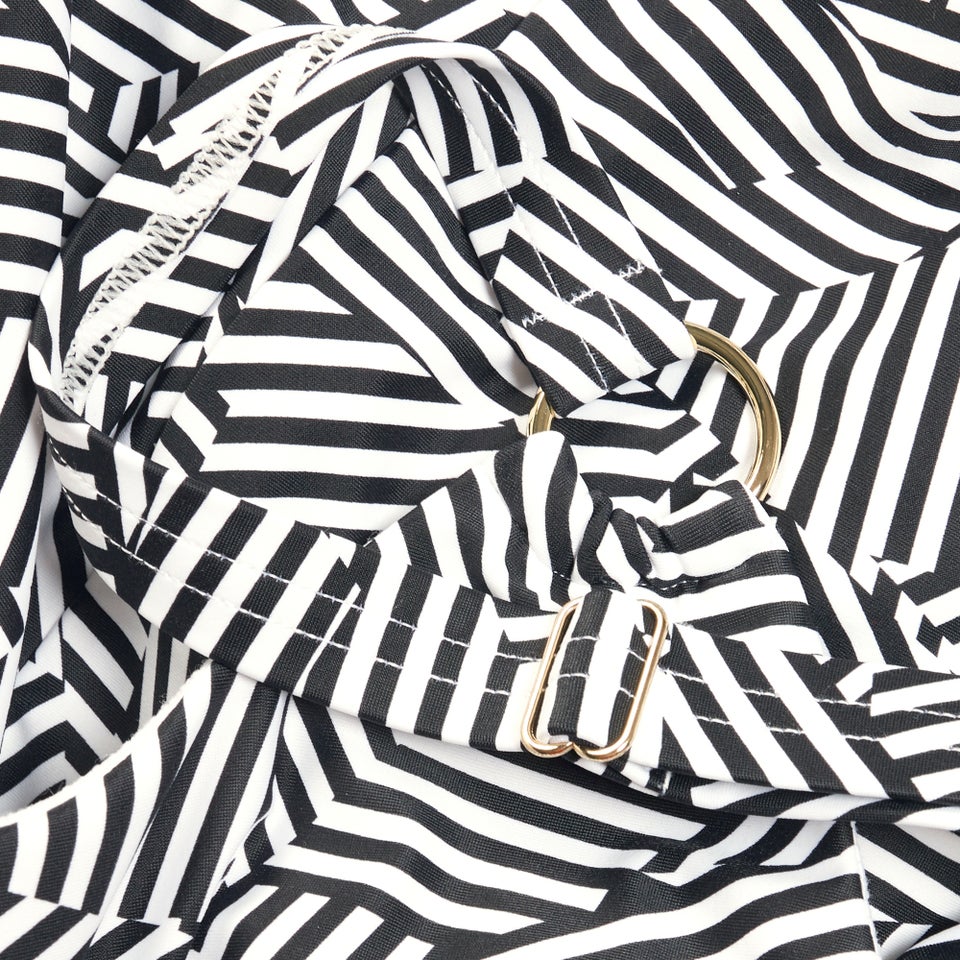 Formender bedruckter asymmetrischer Badeanzug für Damen Schwarz/Weiß