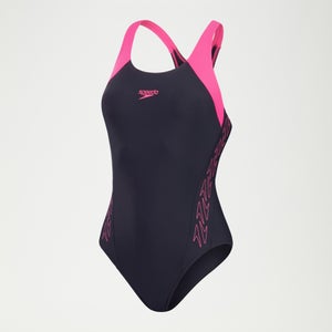 HyperBoom Racerback-Badeanzug für Damen Marineblau/Pink