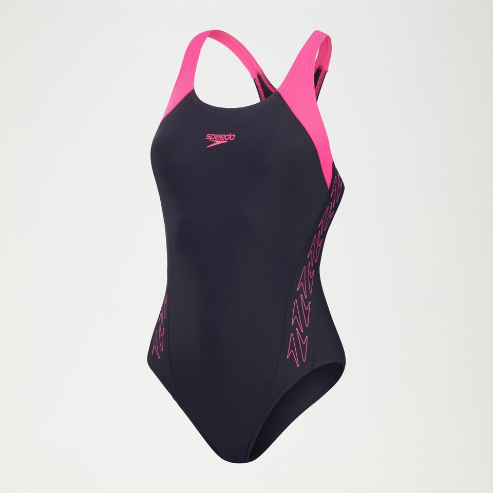 HyperBoom Racerback-Badeanzug für Damen Marineblau/Pink
