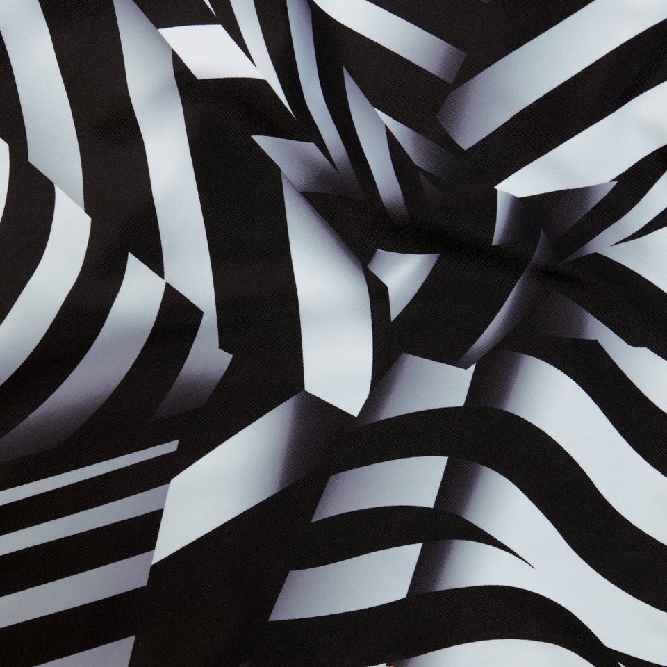 Formender bedruckter asymmetrischer Badeanzug mit quadratischem Halsausschnitt für Damen Schwarz/Weiß