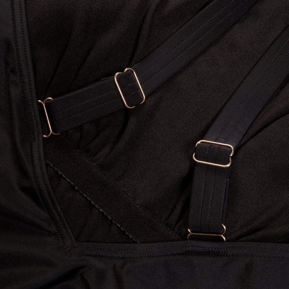 Formender bedruckter asymmetrischer Badeanzug mit quadratischem Halsausschnitt für Damen Schwarz/Weiß