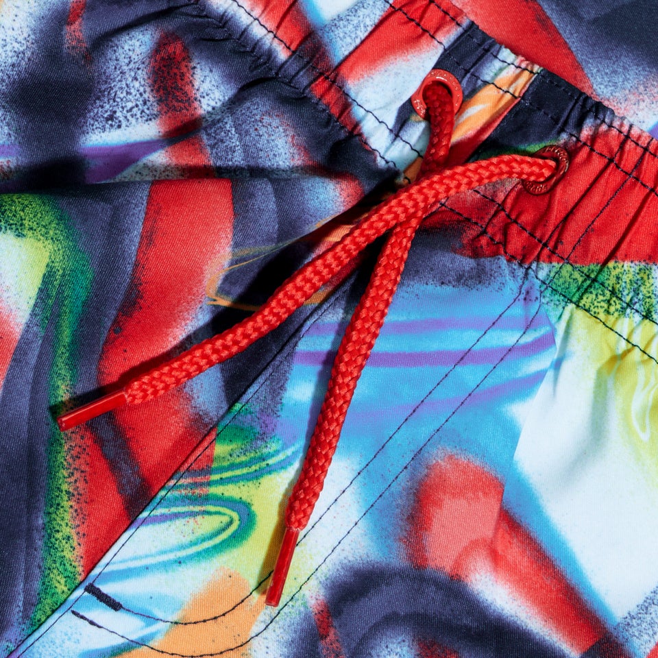 Boys Digital Printed 15" Swim Shorts Navy/Red/Green