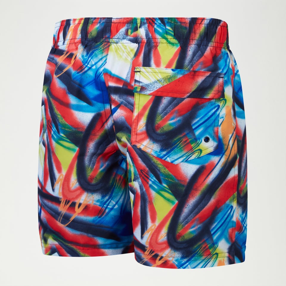 Boys Digital Printed 15" Swim Shorts Navy/Red/Green
