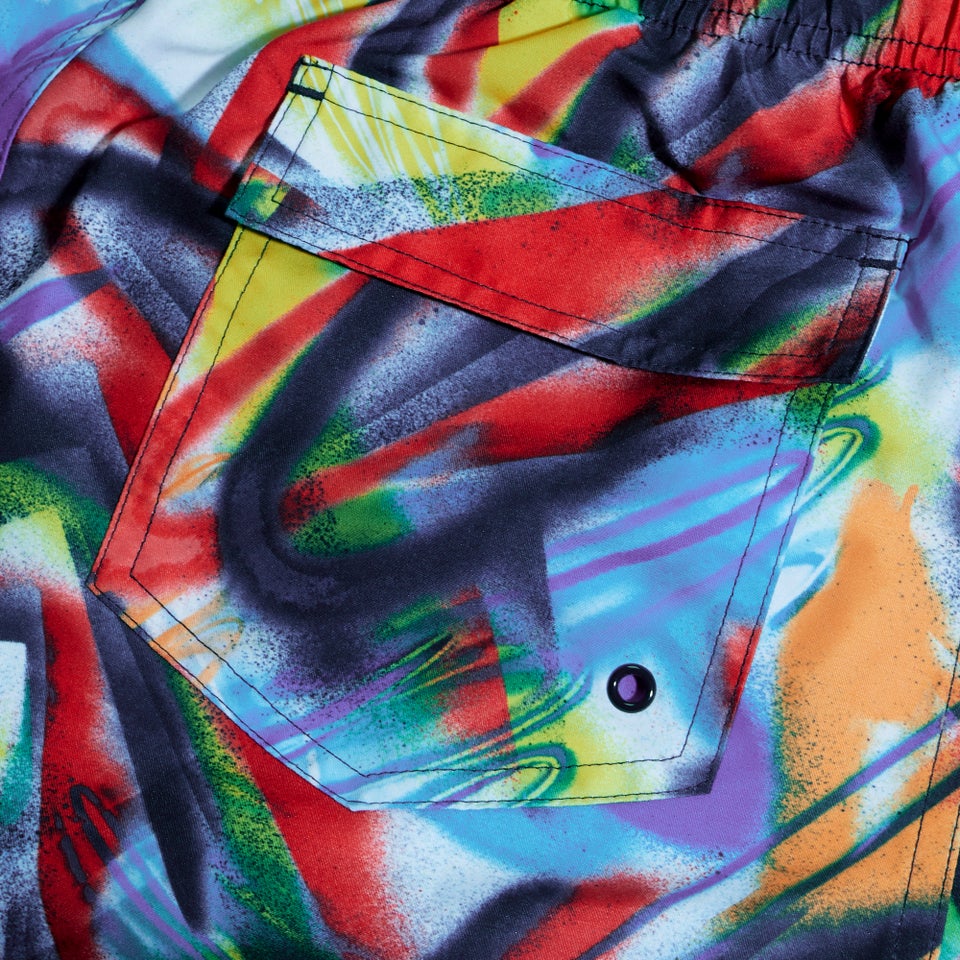 Boys Digital Printed 15" Swim Shorts Navy/Red/Green