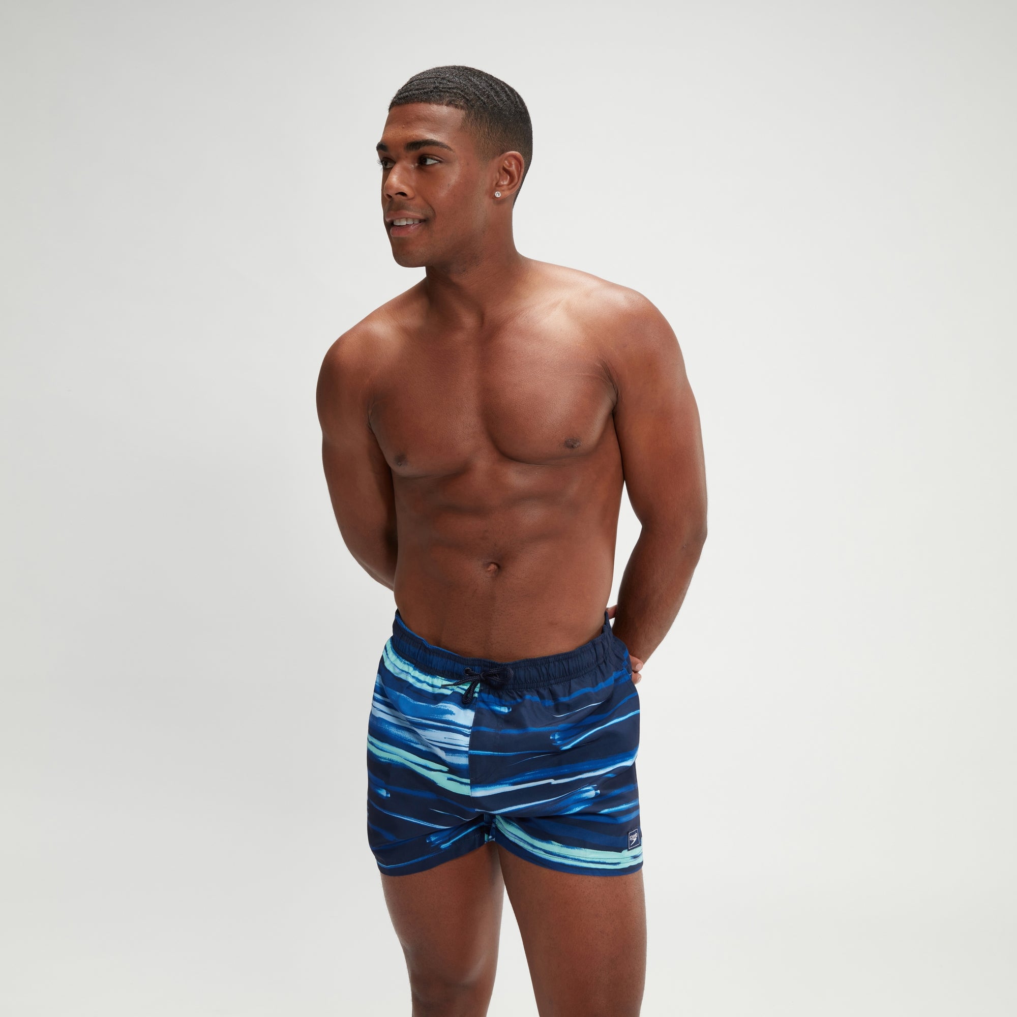 Men's Digital Printed Leisure 14" Swim Shorts Blue