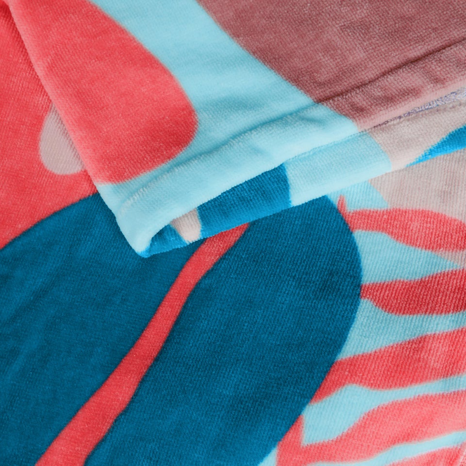 Serviette de plage imprimée rose/corail