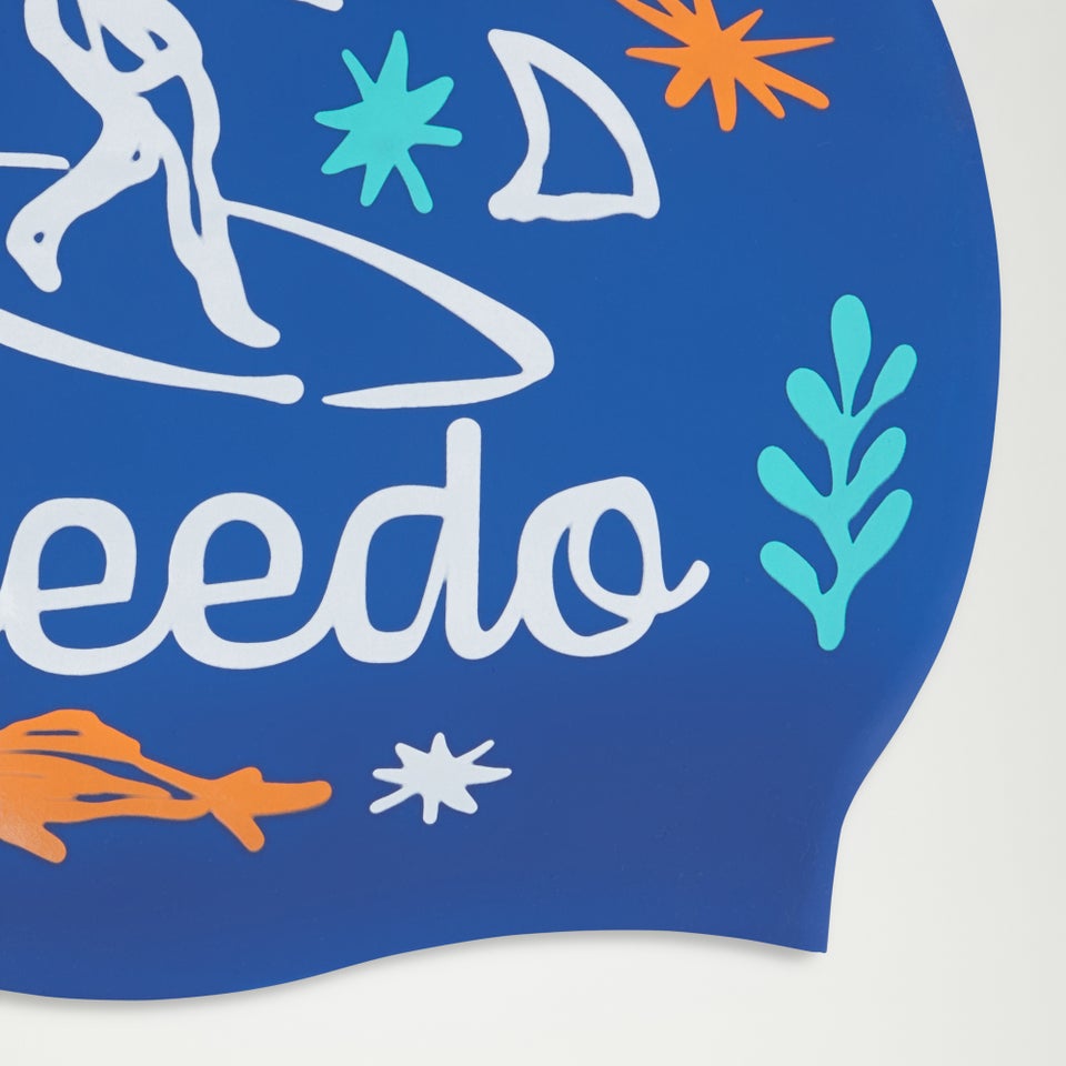 Junior Printed Silicone Cap Blue/White