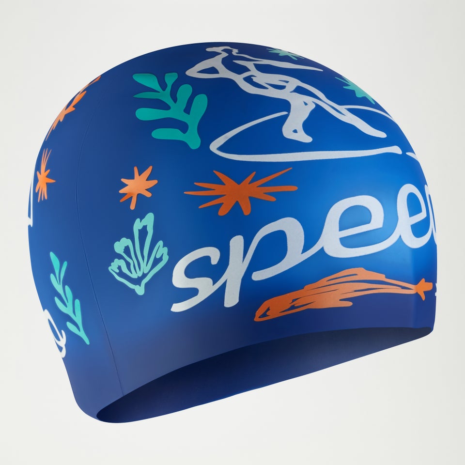 Junior Printed Silicone Cap Blue/White