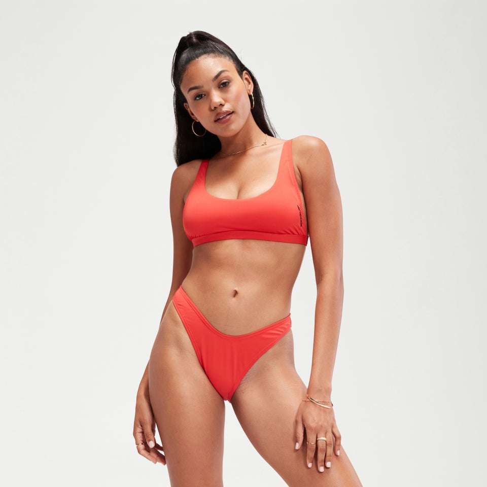 Women's FLU3NTE Solid Scoop Bikini Bottom Red