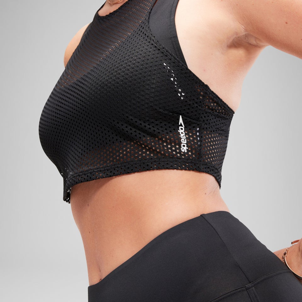 Haut court en maille Flu3nte pour femmes, noir