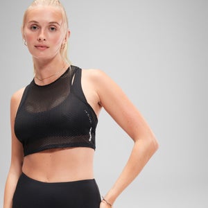 Haut court en maille Flu3nte pour femmes, noir