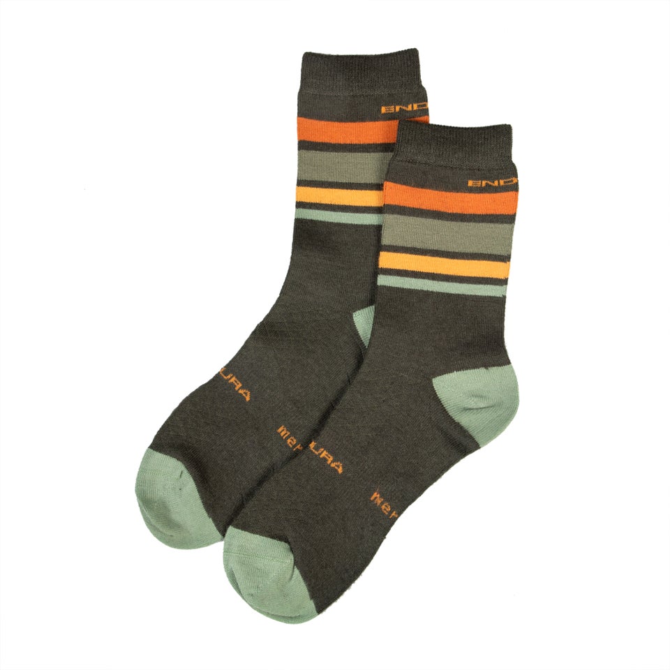 Unisex Baabaa Merino Stripe Socks - Olive Green