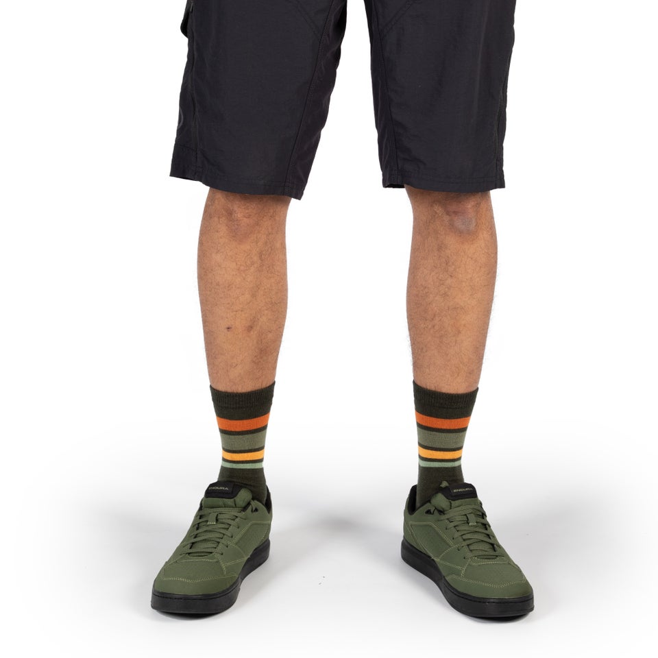 Unisex Baabaa Merino Stripe Socks - Olive Green