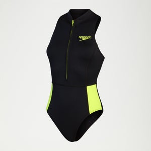 Maillot de bain thermique sans manches pour femmes Noir/Jaune