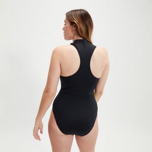 Maillot de bain thermique sans manches pour femmes Noir/Jaune