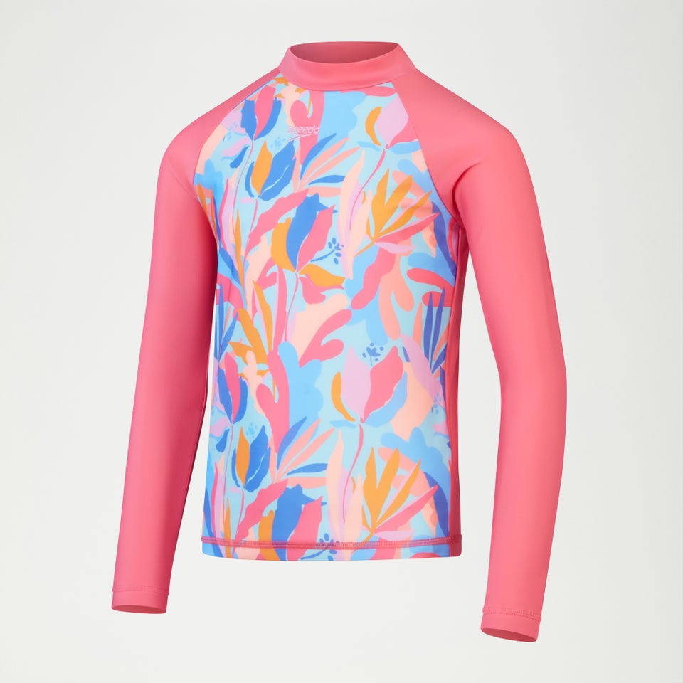 Haut Rash Fille à manches longues imprimé rose/bleu