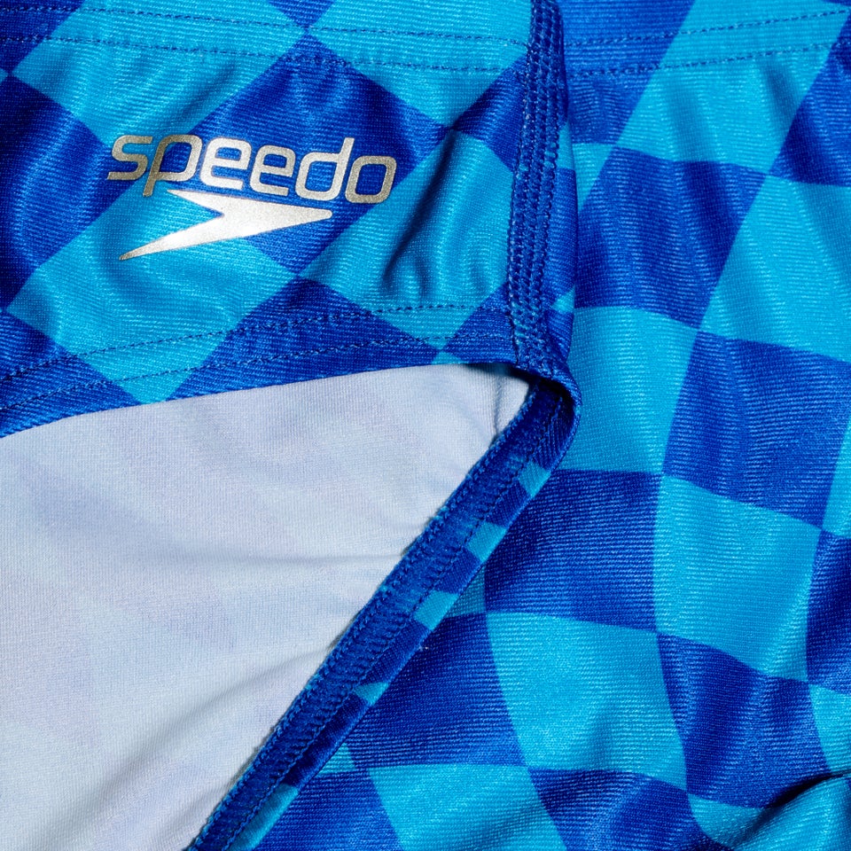 Jungen Club Training Badehose mit digitalem Allover-Print, 6,5 cm Blau