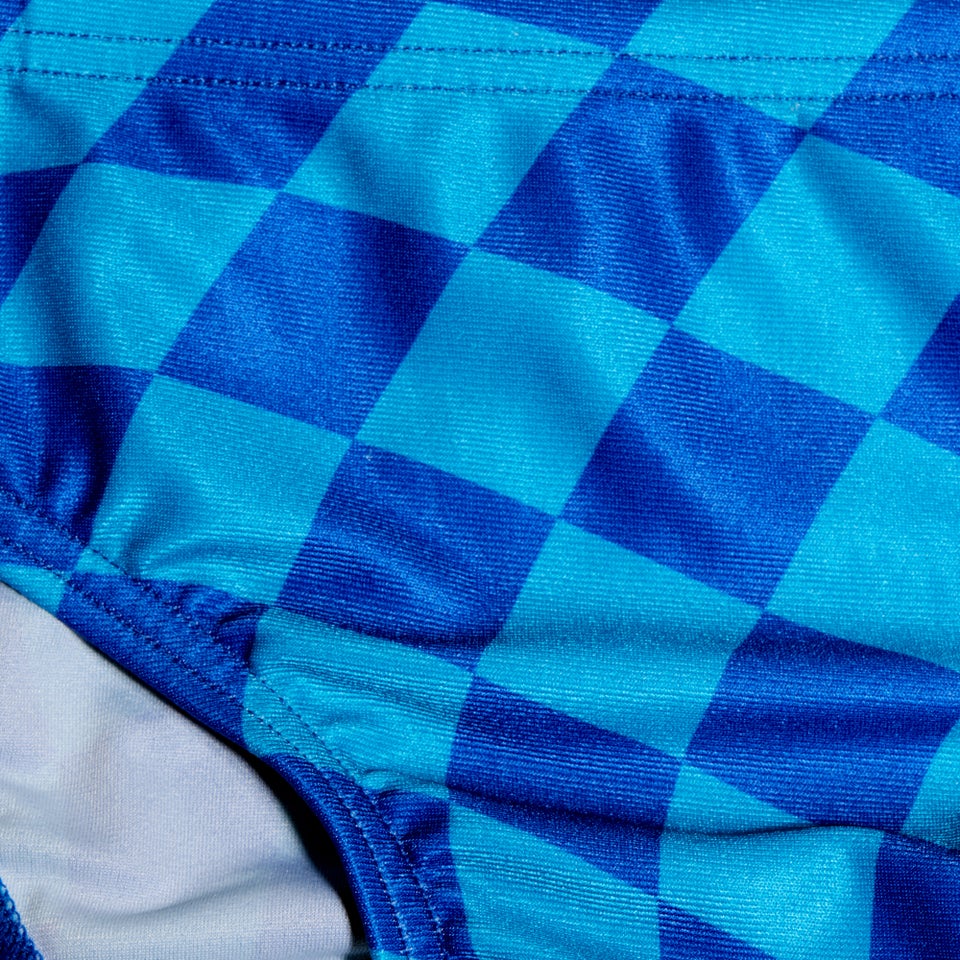 Jungen Club Training Badehose mit digitalem Allover-Print, 6,5 cm Blau