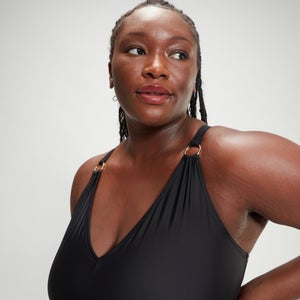 Women's Plus Shaping V Neck One Piece Black