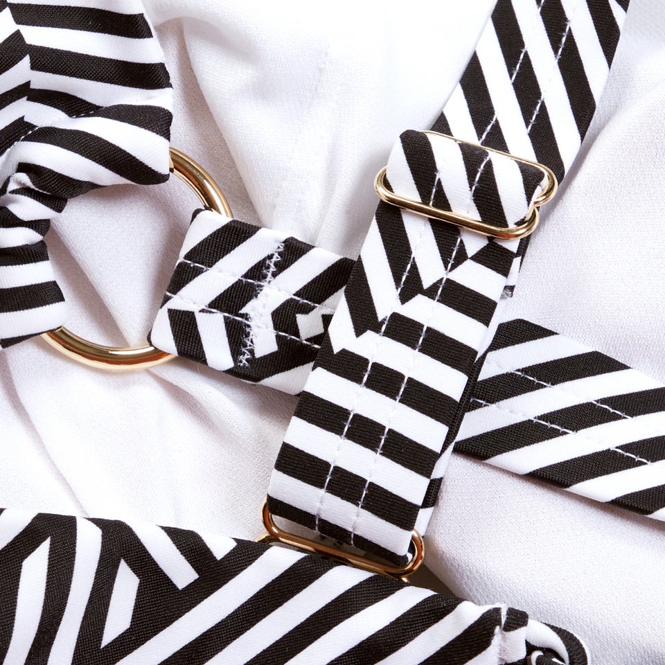 Women's Shaping Printed Asymmetric Top Black/White