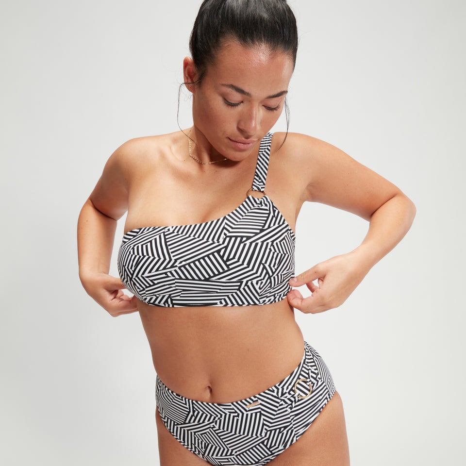 Women's Shaping Printed Asymmetric Top Black/White