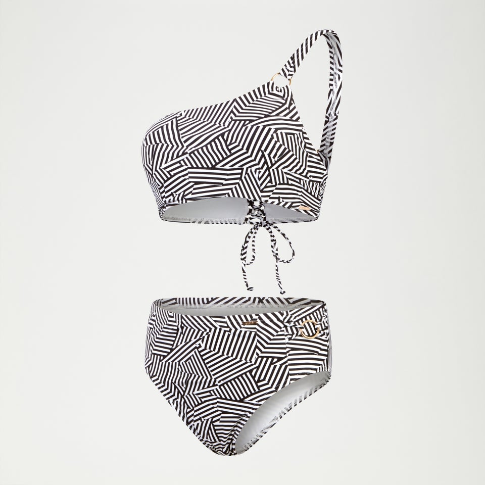 Women's Shaping Printed Asymmetric Top Black/White