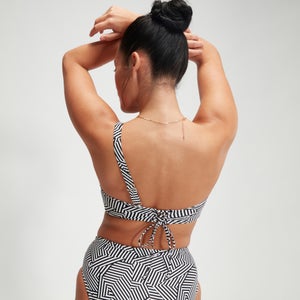 Women's Shaping Printed Asymmetric Top Black/White