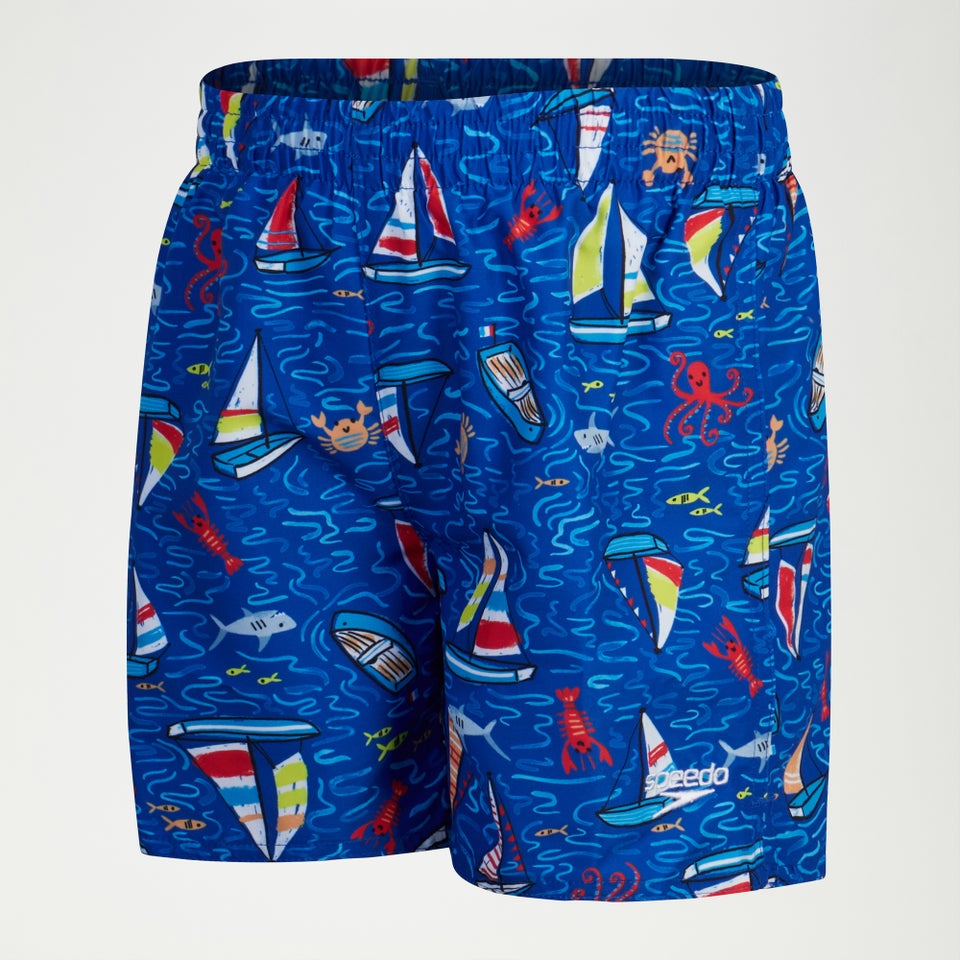 Bedruckte Schwimmshorts 27 cm für Jungen Blau/Rot