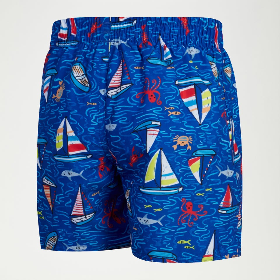 Bedruckte Schwimmshorts 27 cm für Jungen Blau/Rot