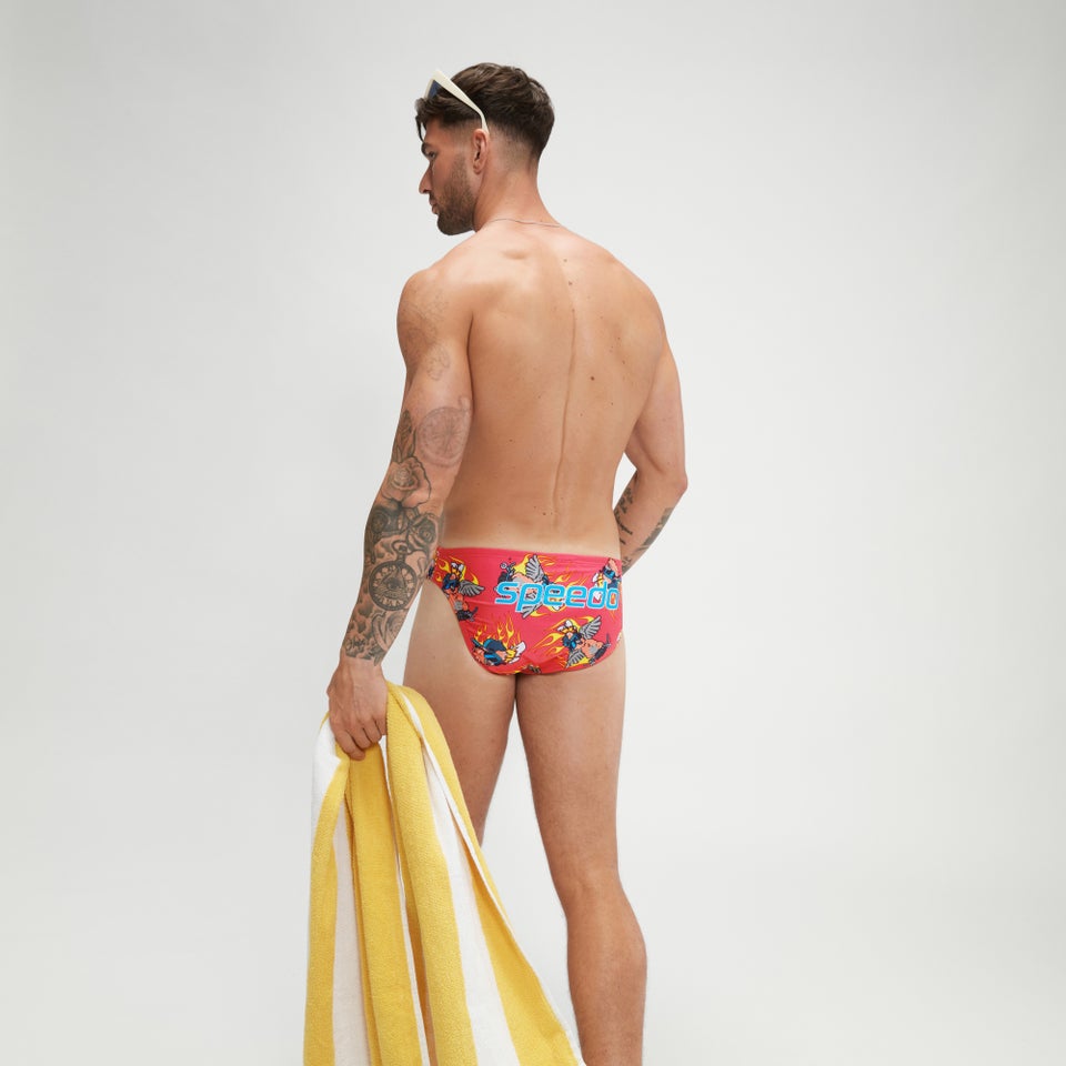 Slip de bain Homme Escape 5 cm rose/jaune