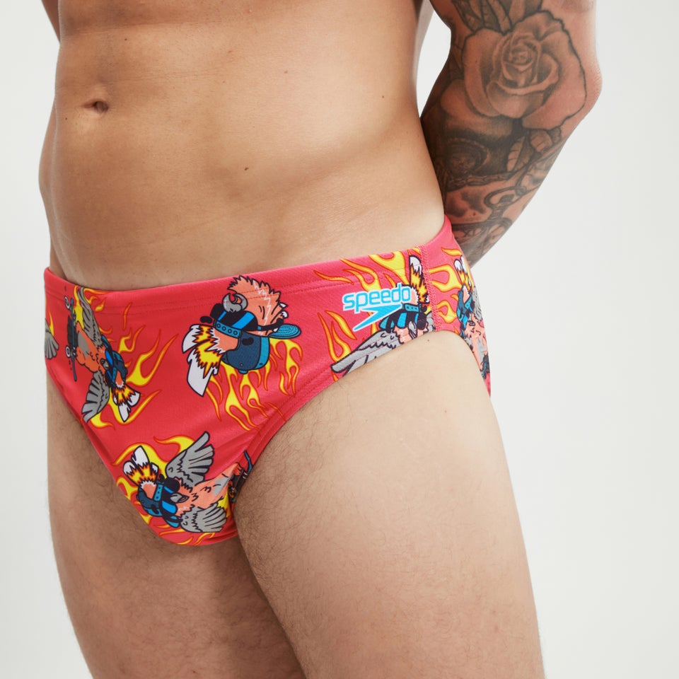 Slip de bain Homme Escape 5 cm rose/jaune