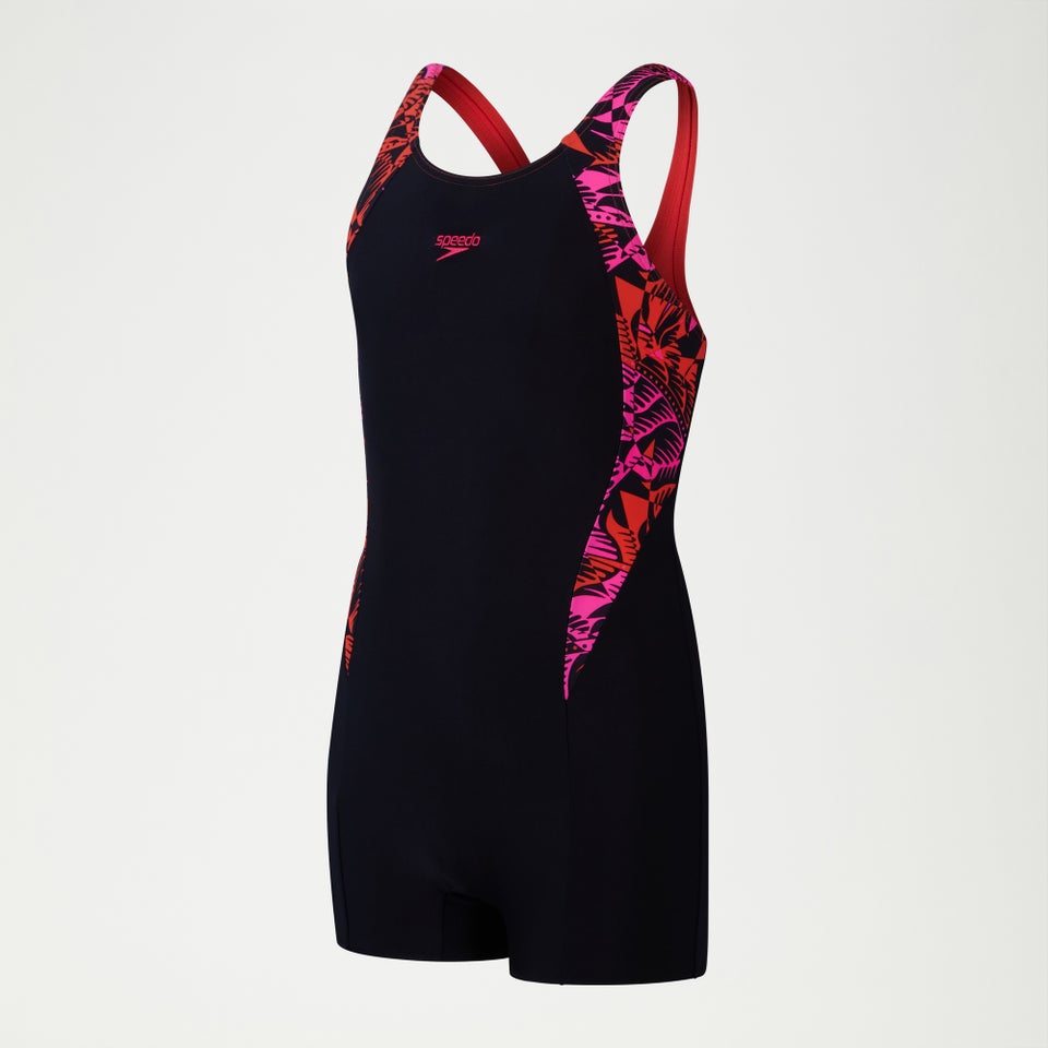 Combishort Fille Panel imprimé noir/rouge