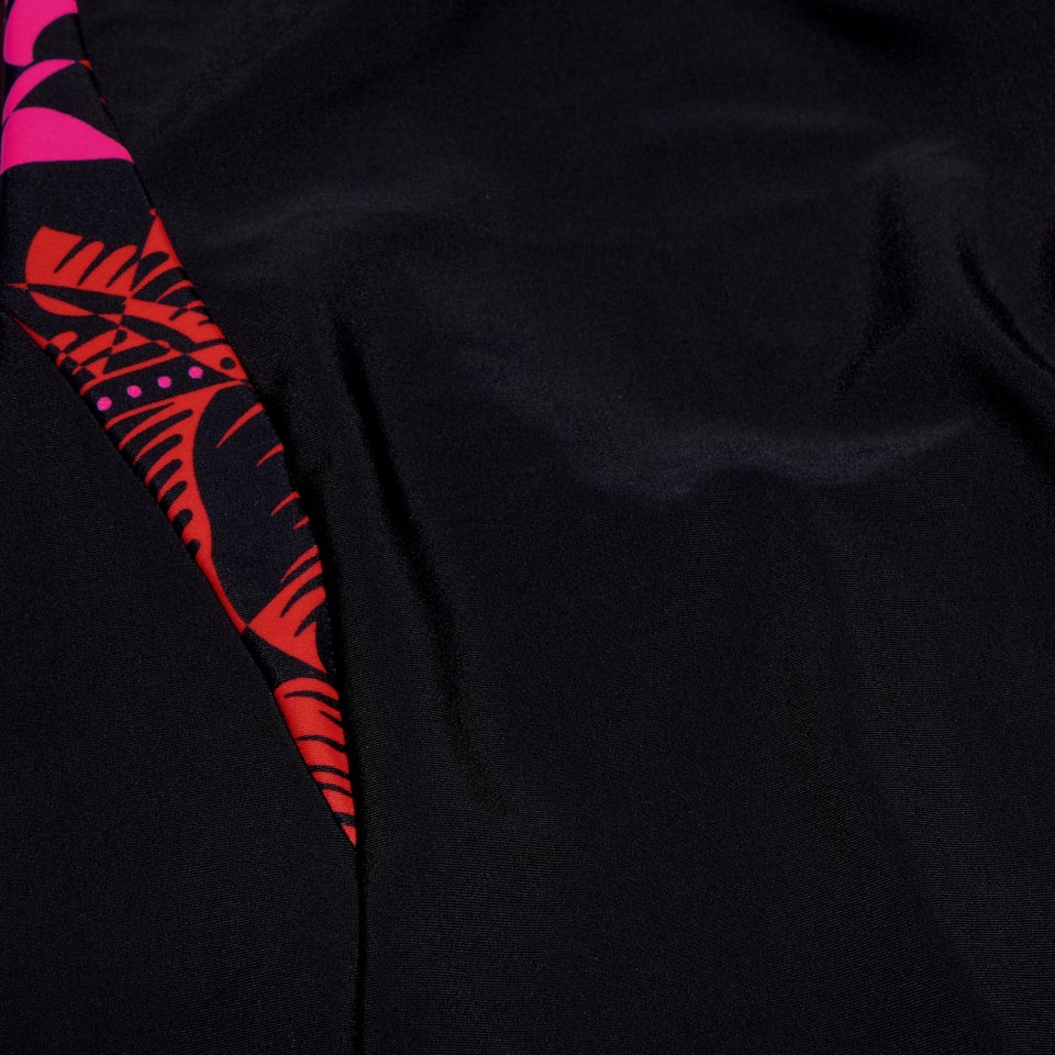 Combishort Fille Panel imprimé noir/rouge