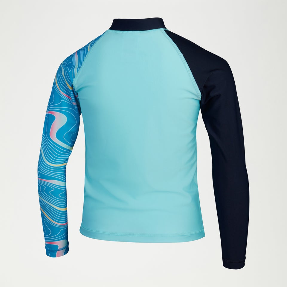 Bedrucktes Langarm-Rash-Top für Jungen Marineblau/Blau