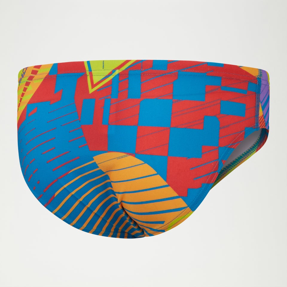 Jungen Club Training Badehose mit digitalem Allover-Print, 6,5 cm Rot/Gelb/Blau