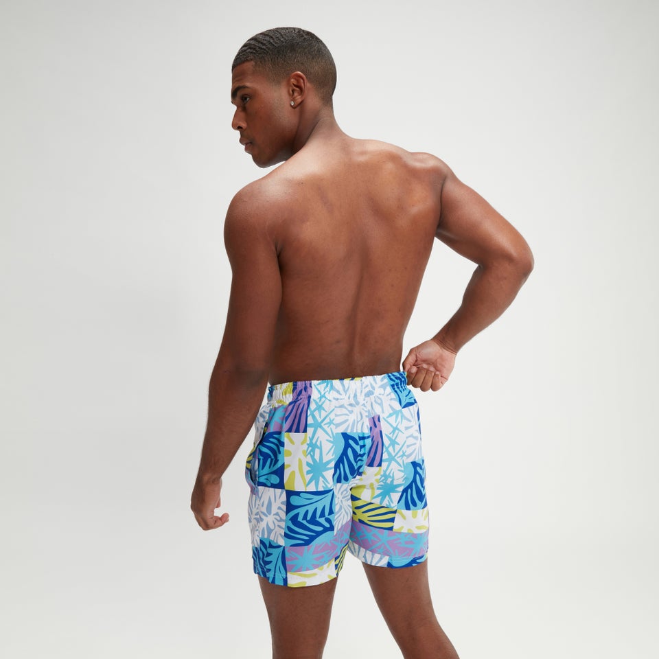 Men's Digital Printed Leisure 16" Swim Shorts Blue/Purple