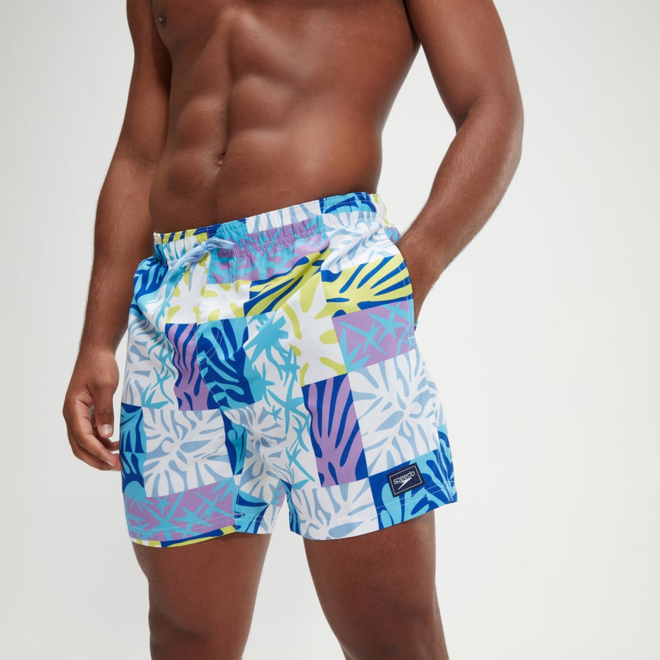 Men's Digital Printed Leisure 16" Swim Shorts Blue/Purple