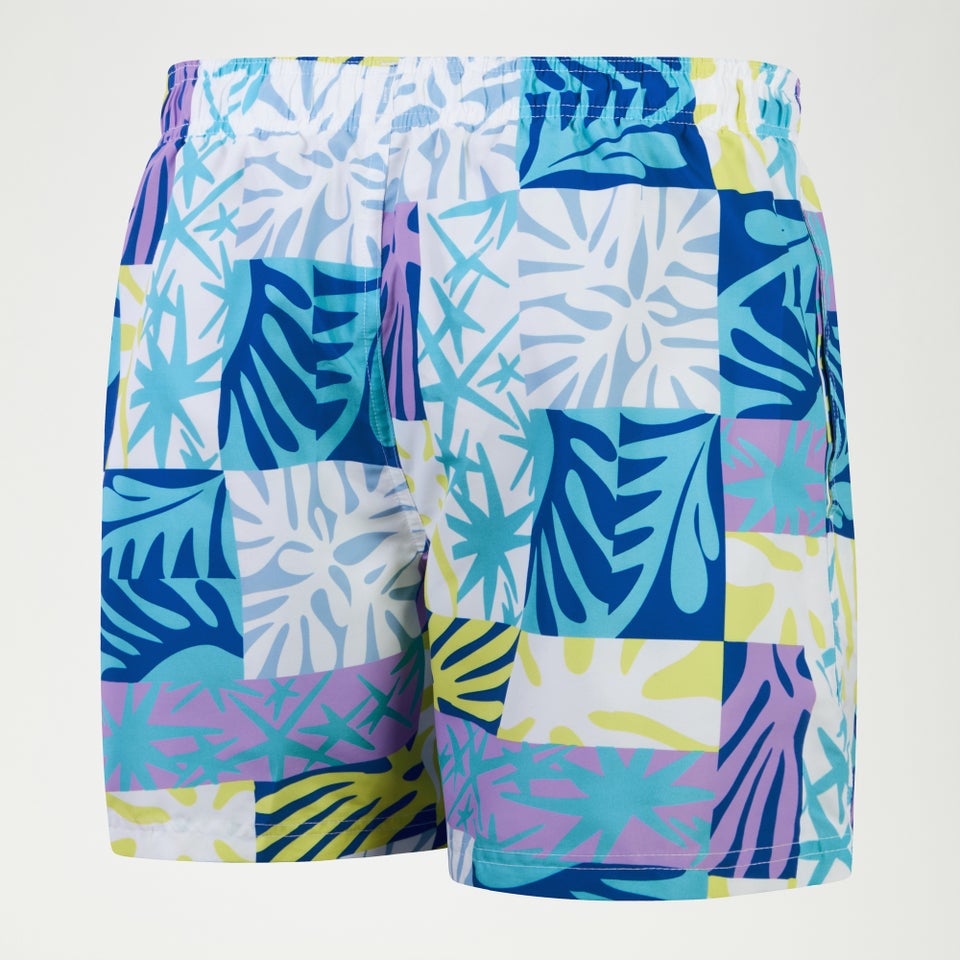 Men's Digital Printed Leisure 16" Swim Shorts Blue/Purple