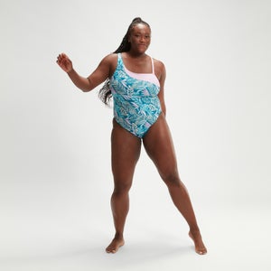 Bedruckter, asymmetrischer Badeanzug für Damen (+) - 44