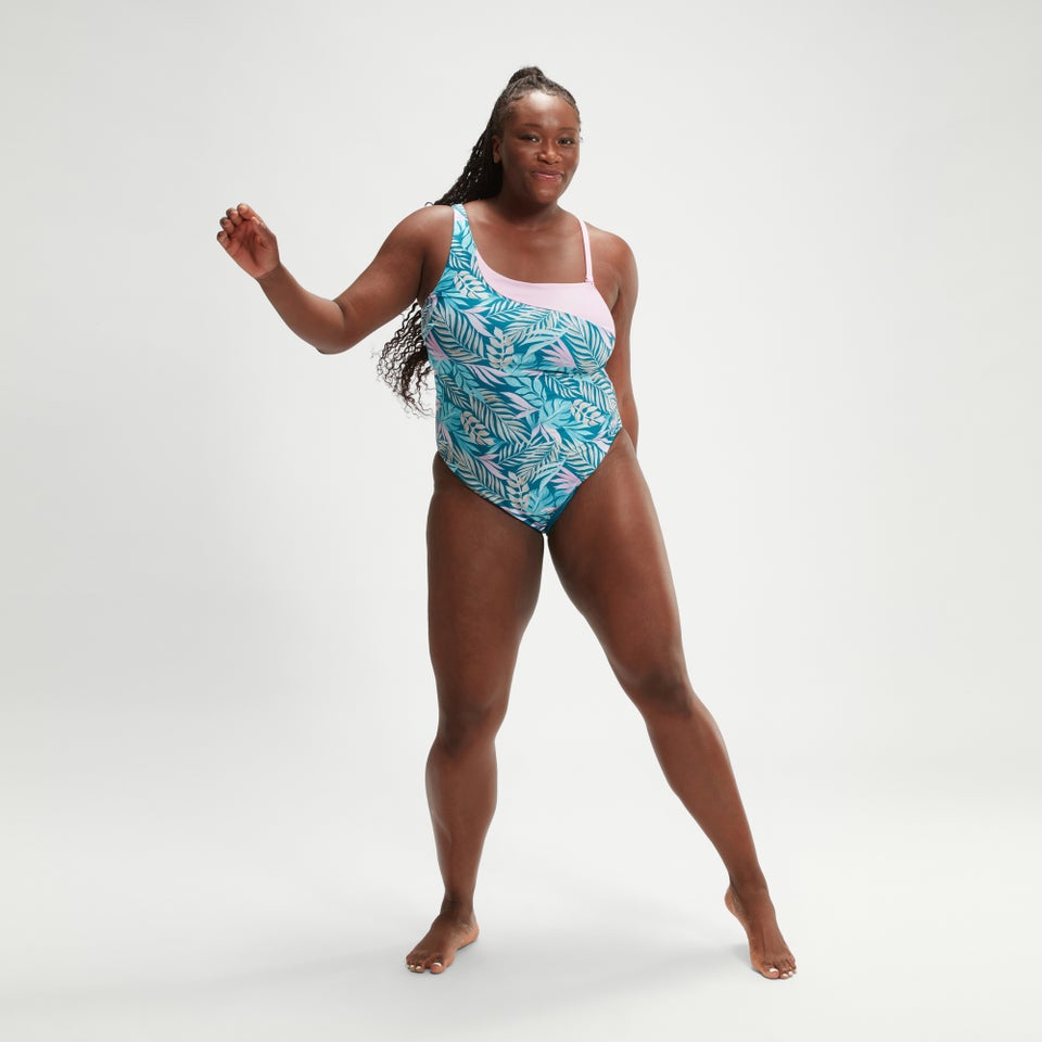 Bedruckter, asymmetrischer Badeanzug für Damen (+)