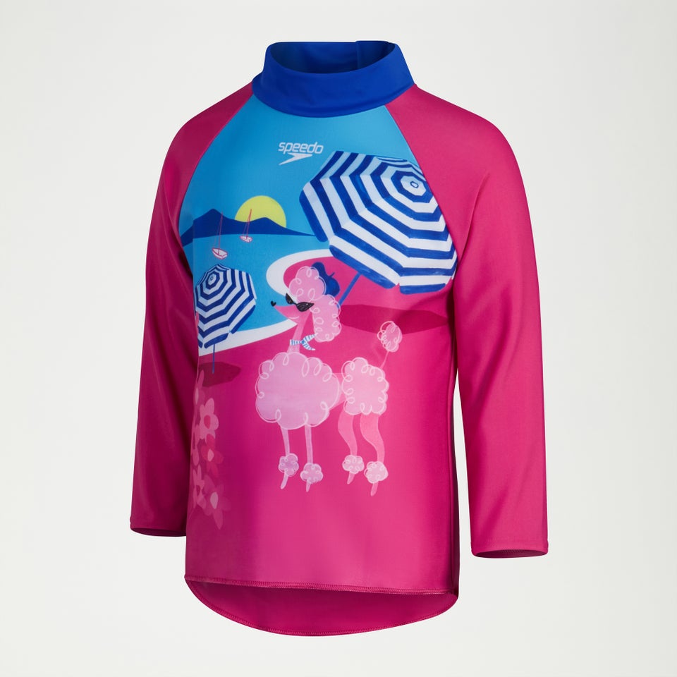 Digital-Langarm-Rash-Top für Mädchen Pink/Blau