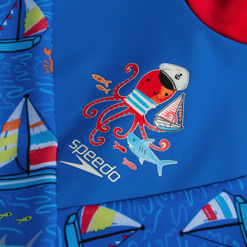 Bedruckter All-in-One-Sunsuit für Jungen Blau/Rot