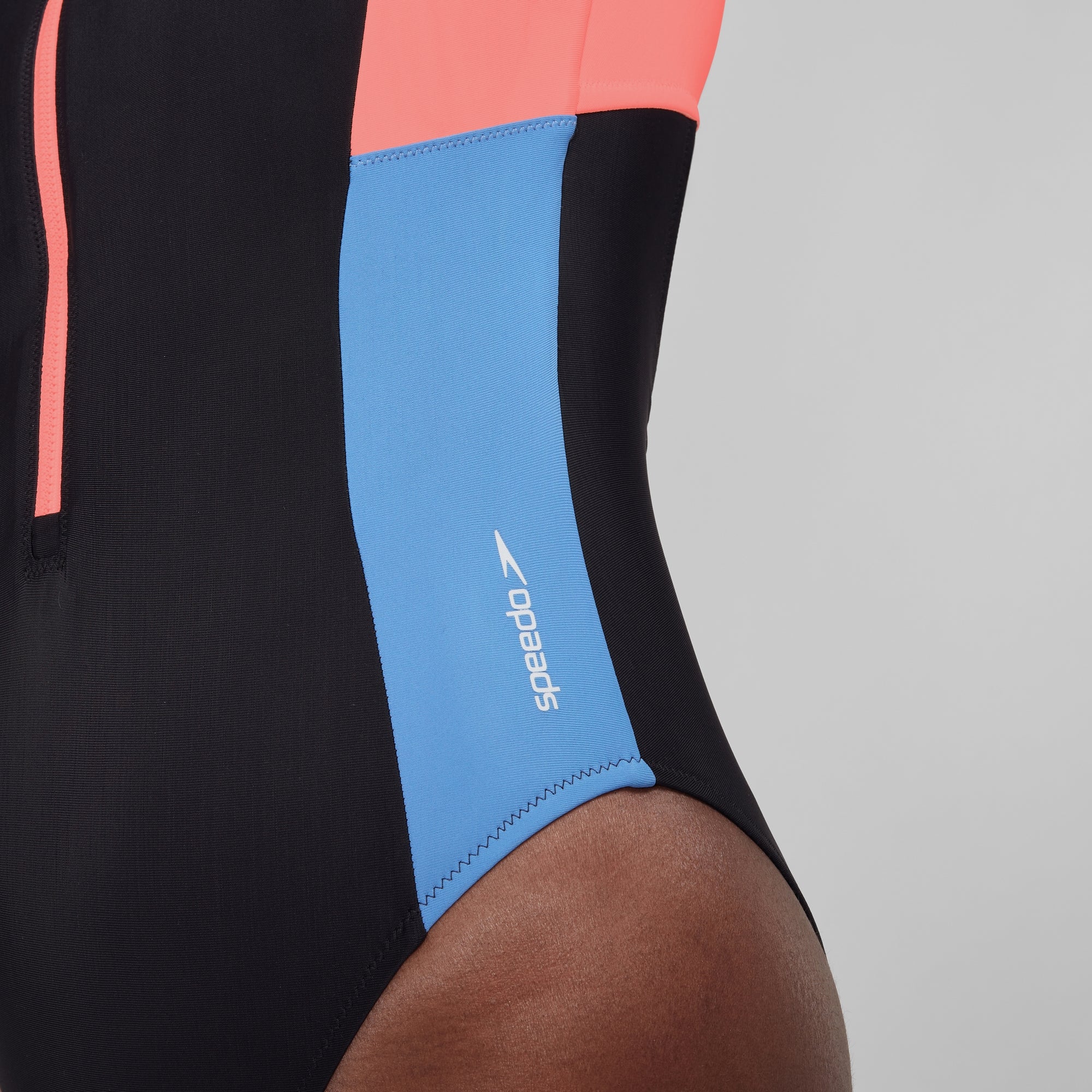 Women's Long Sleeve Colorblock Zip One Piece Black | Speedo USA