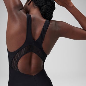 Monopièce en maille à encolure dégagée pour femmes, noir