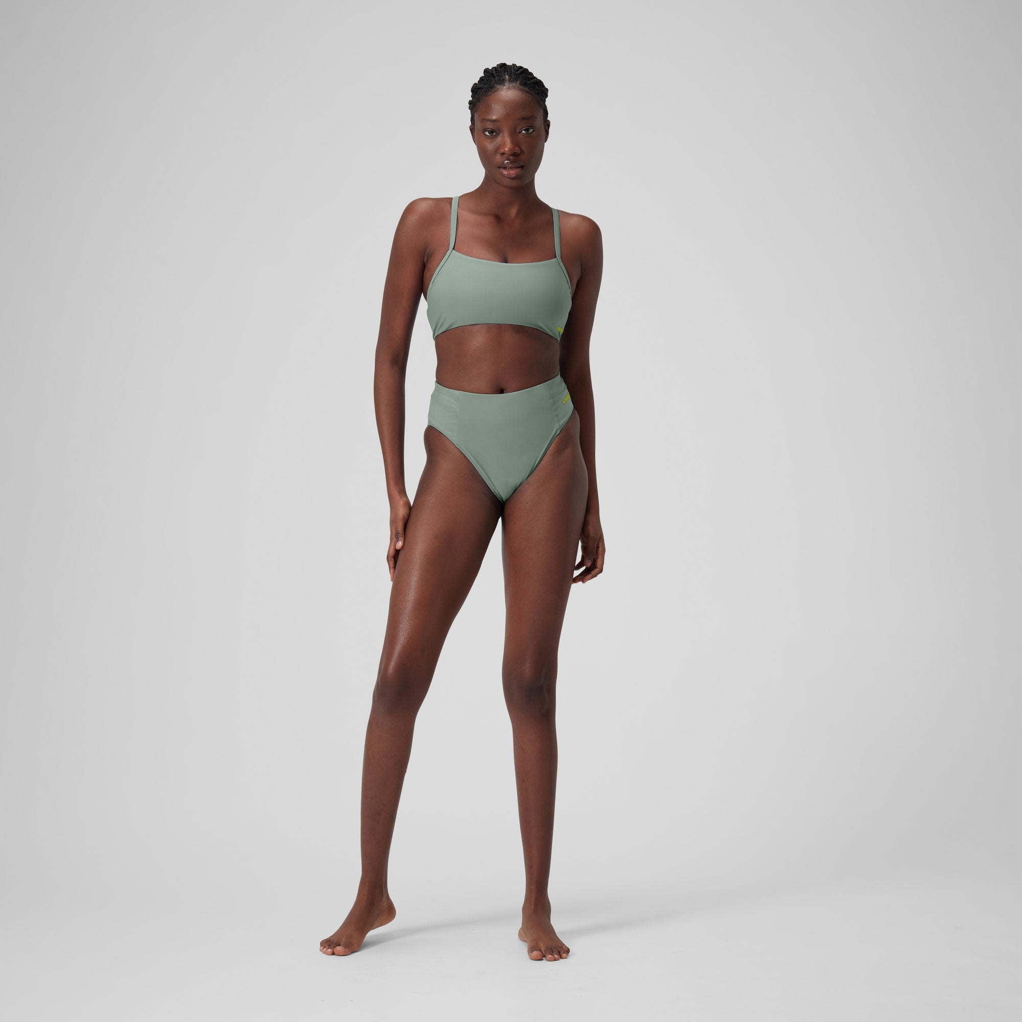 Women's Solid High Waist Bottom Green
