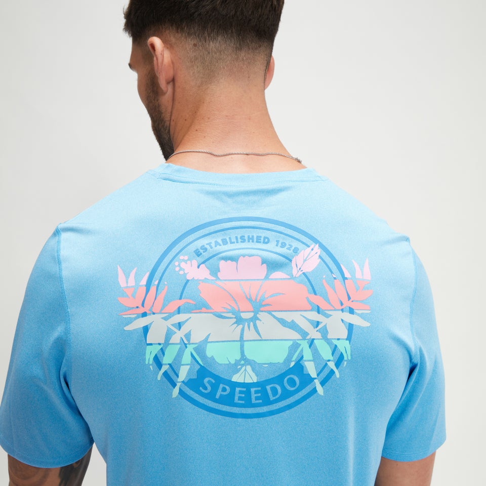 Men's Short Sleeve Graphic Swim Rashguard Blue