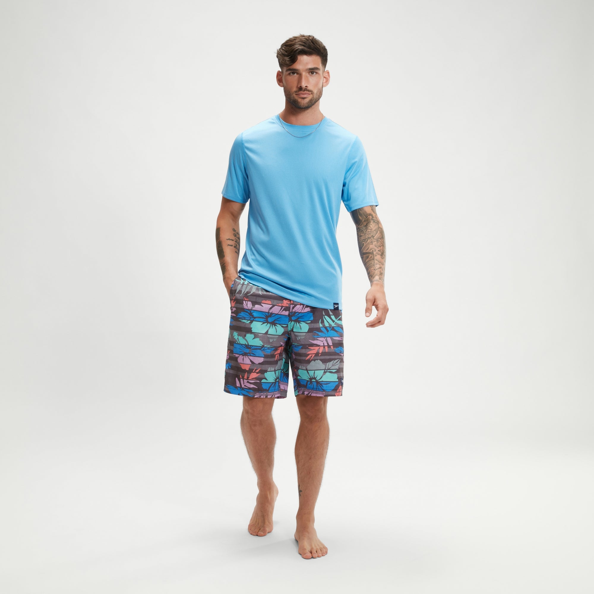 Men's Short Sleeve Graphic Swim Rashguard Blue | Speedo USA