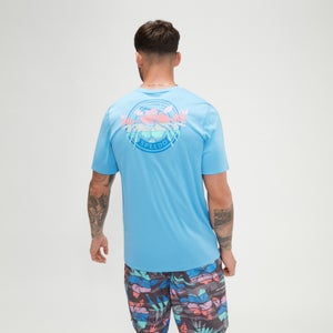 Kurzarm-Grafik-Badeshirt für Herren Blau