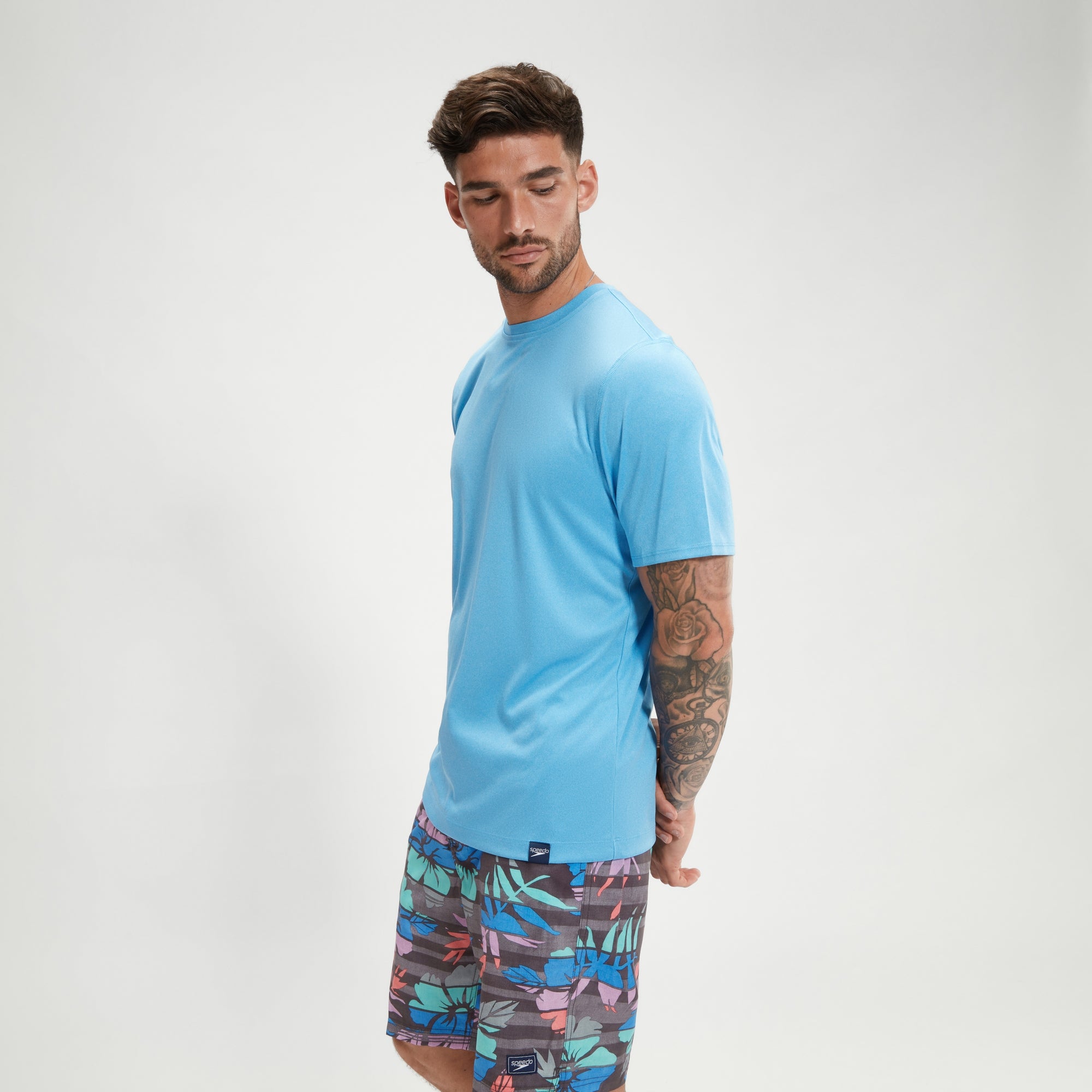 Men's Short Sleeve Graphic Swim Rashguard Blue | Speedo USA