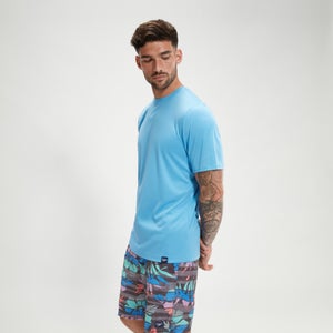 Kurzarm-Grafik-Badeshirt für Herren Blau